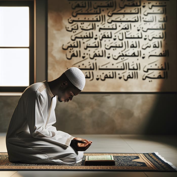 Muslim Prayer in Traditional Attire