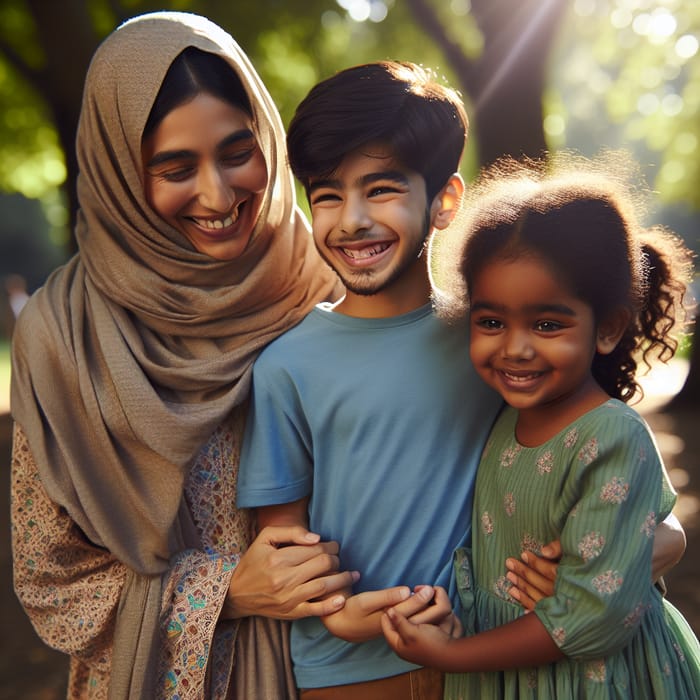 Middle-Eastern Woman Holding Her Loving Family