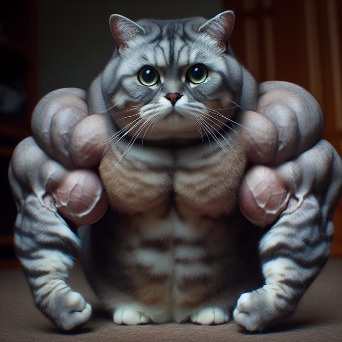 Strong Cat Flexing Muscles