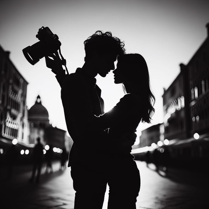 Intimate Black and White Couple Silhouette Photography