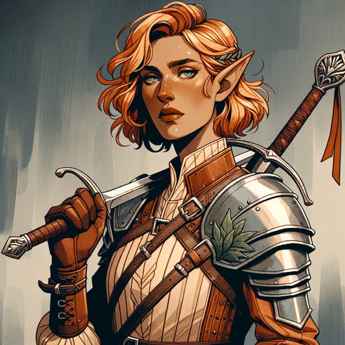 Mighty Elf Woman Warrior with Orange Hair