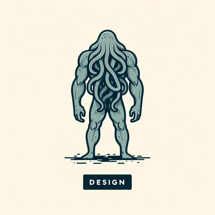 Muscular Humanoid Creature with Gray Tentacles - Dreadful Sea Monster Design