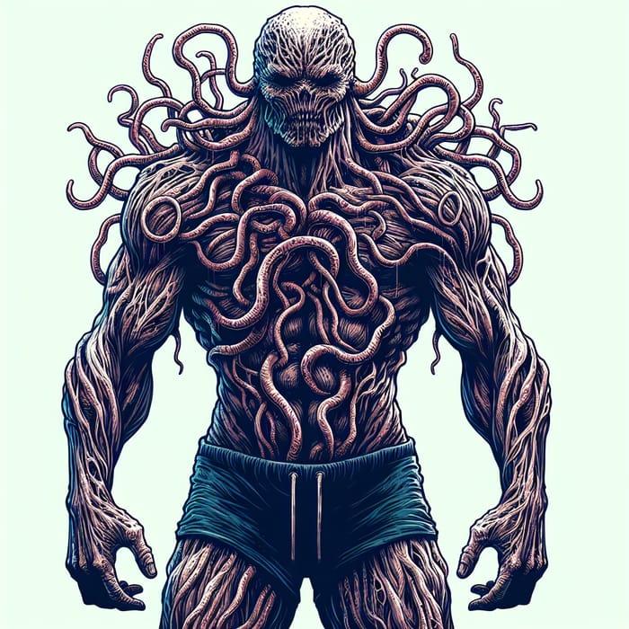 Chilling Tentacled Humanoid Monster - Realistic Artwork