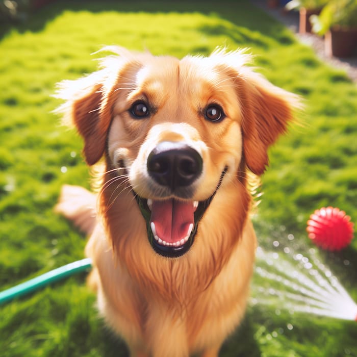 Adorable Dog Playing in Sunny Backyard