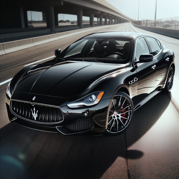 2014 Black Maserati Quattroporte S Q4 on Smooth Asphalt Road