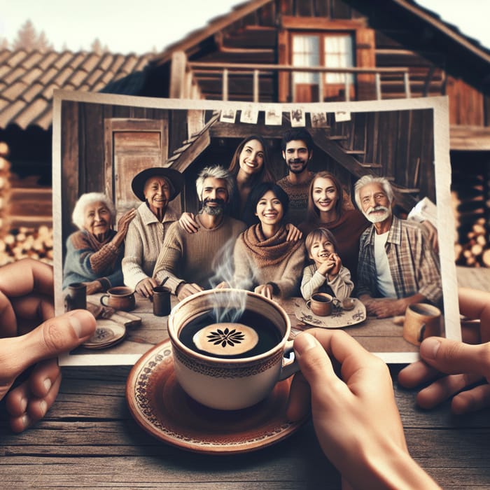 Joyful Family Gathering in Rustic Country House | Cozy Coffee Scene