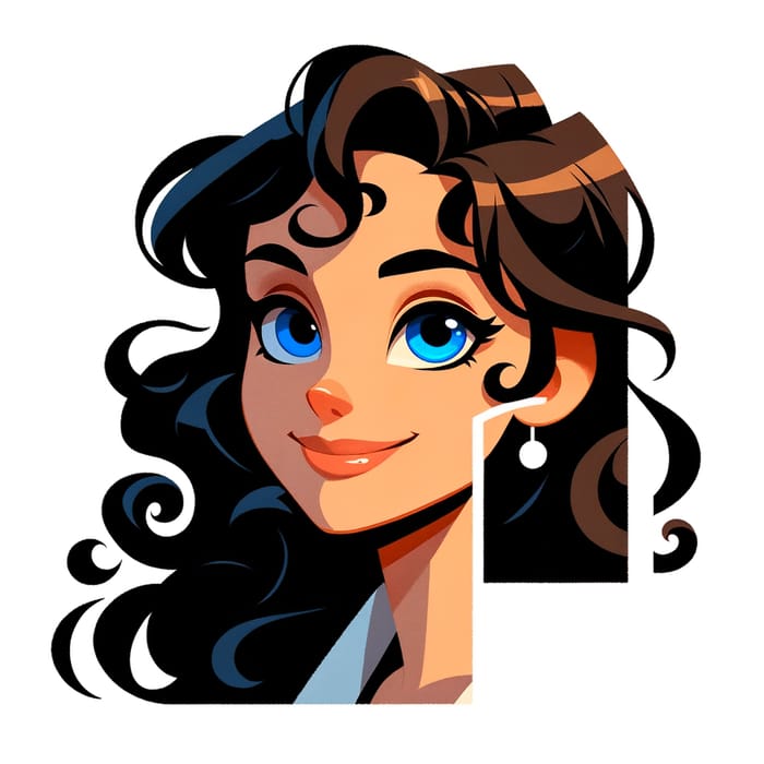 Sideways Smiling Girl Art: Classic Disney-Style Image