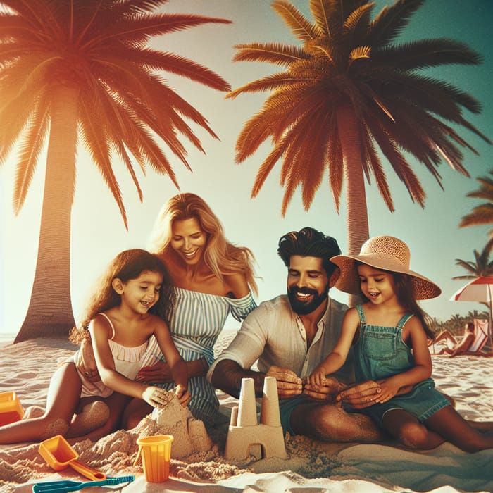 Heartwarming Family Beach Day with Palm Trees