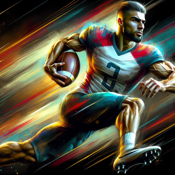 Hyperrealism Football Player in Dynamic Action | Vibrant Sports Athlete