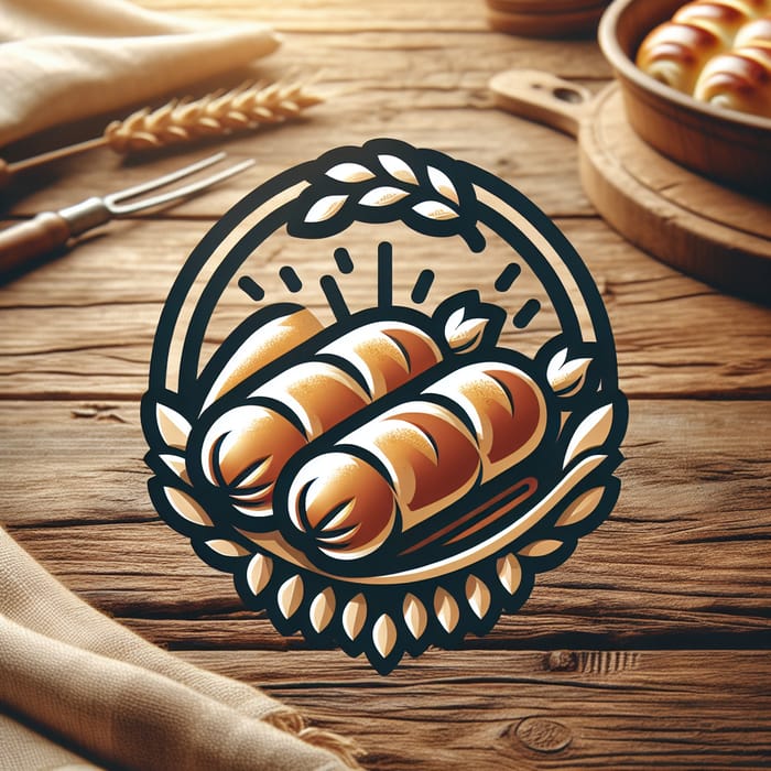 Rustic Village Sausages in Dough Logo Design