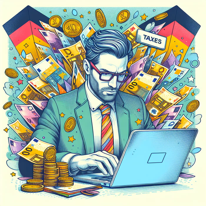 Vibrant Digital Illustration of a Focused Worker