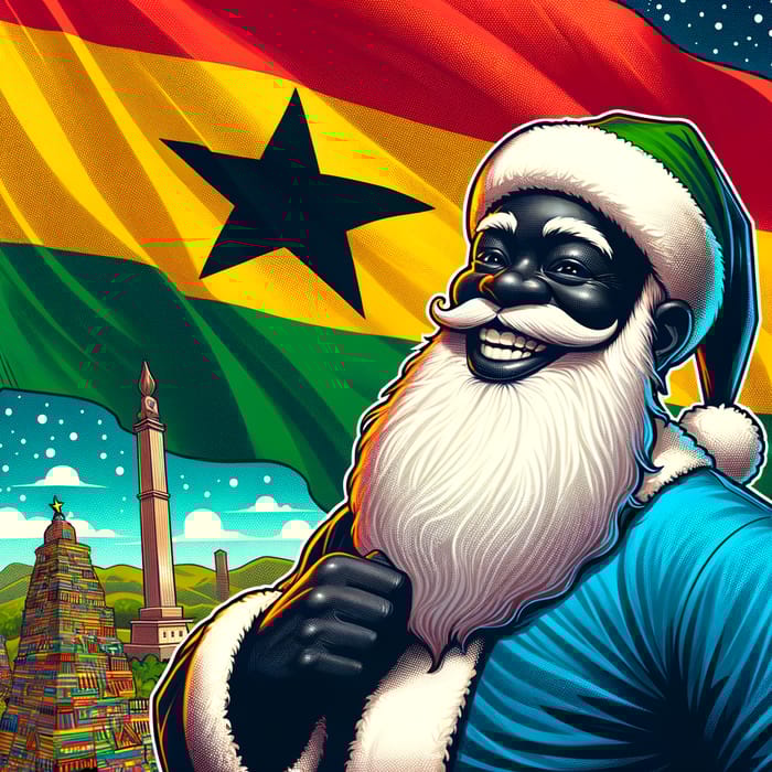 Festive Black Santa Claus in Ghana Landmark Postcard Festive Black Santa Claus in Ghana Landmark Postcard