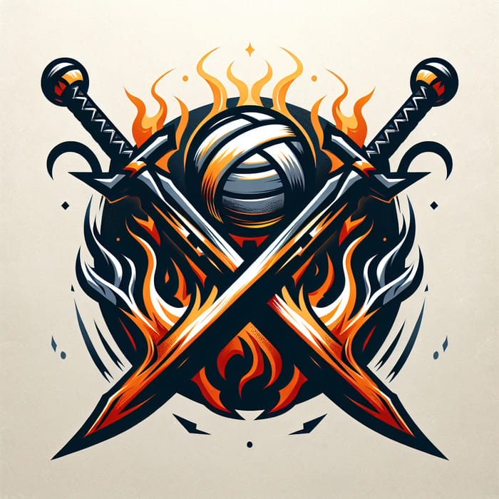 Fiery Chaos Volleyball Logo | Mythical Swords Theme