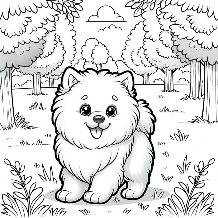 Samoyed Dog Coloring Page for Kids