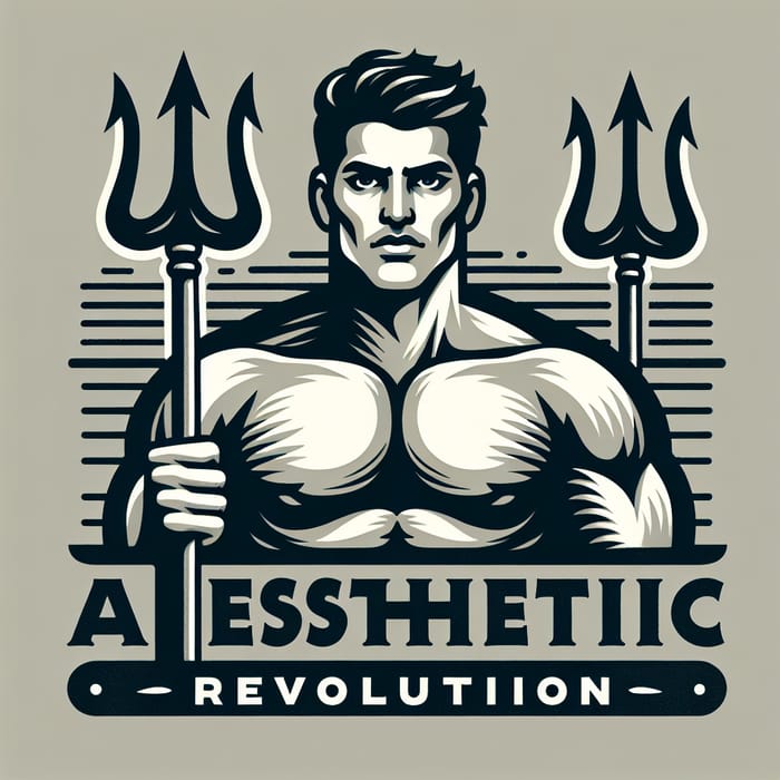 Aesthetic Revolution Logo | Powerful Man with Trident Design