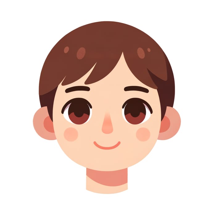 Simple Face with Brown Hair and Brown-Red Eyes