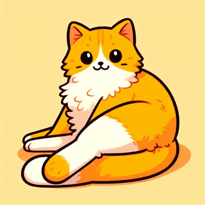 One Cat with Yellow and White Fur - Warmth and Relaxation