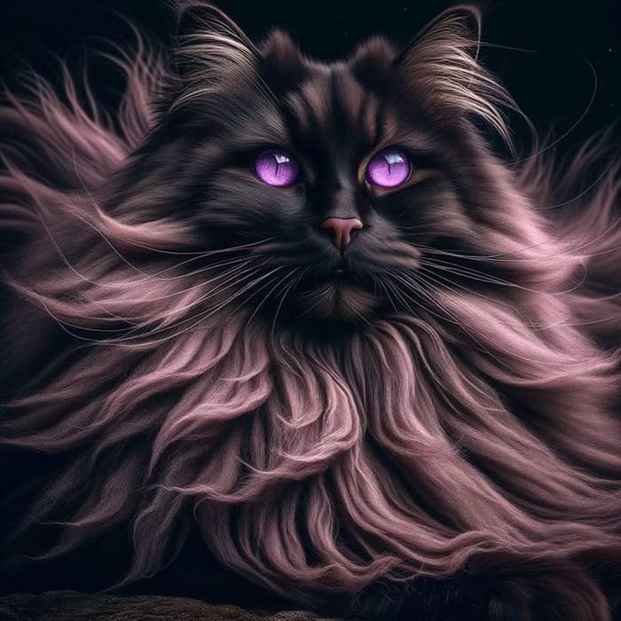 Dark Cat with Violet Eyes - A Captivating Image