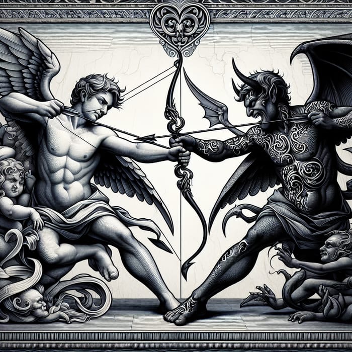 Eternal War of Love and Malevolence: Cupid's Dramatic Clash