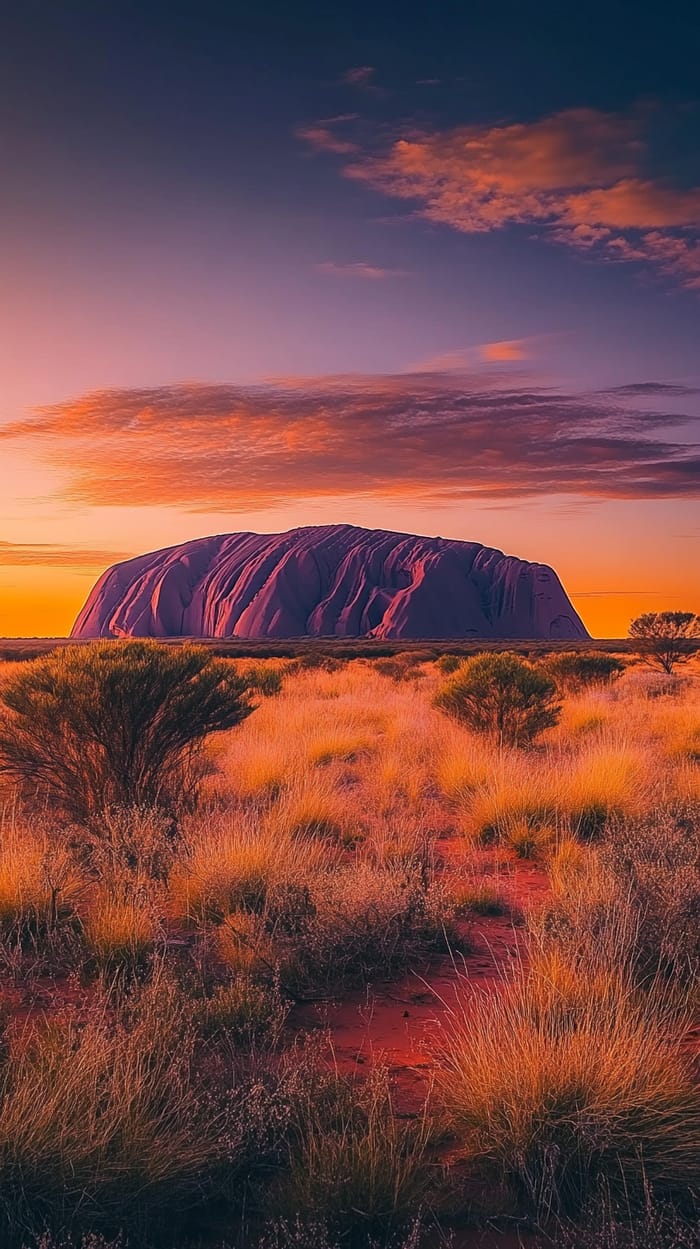 Stunning Uluru at Sunset: Nature's Vibrant Canvas