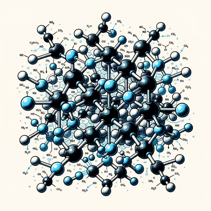 Detailed Molecular Structure of Nitrogen Oxides - Color-Coded Atoms for Realistic Representation