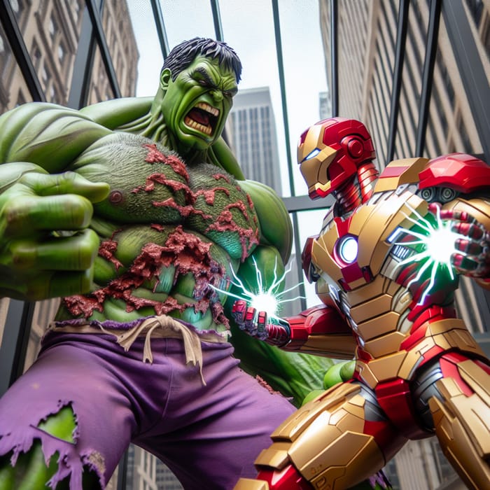 Hulk vs Iron Man: Epic Urban Battle of Giants