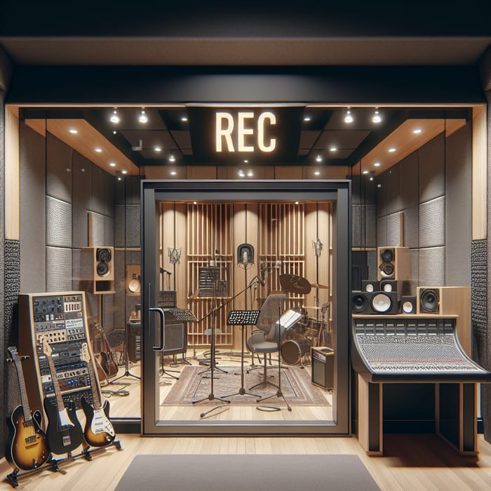 Professional Recording Studio with REC Sign