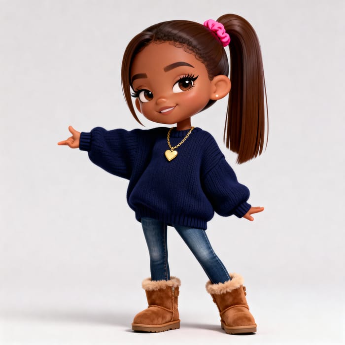 Chibi Style Cartoon Illustration of a Preteen Girl Chibi Style Cartoon Illustration of a Preteen Girl