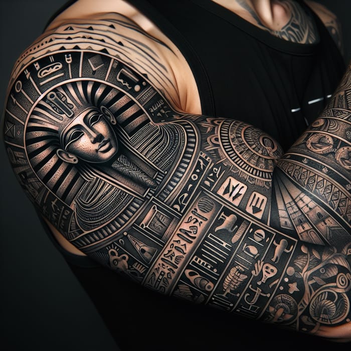 Egyptian Arm Tattoo Design | Mystical Symbols & Hieroglyphics