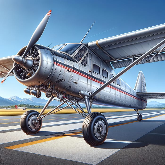 Detailed Draw Storch Airplane Image: Silver with Red