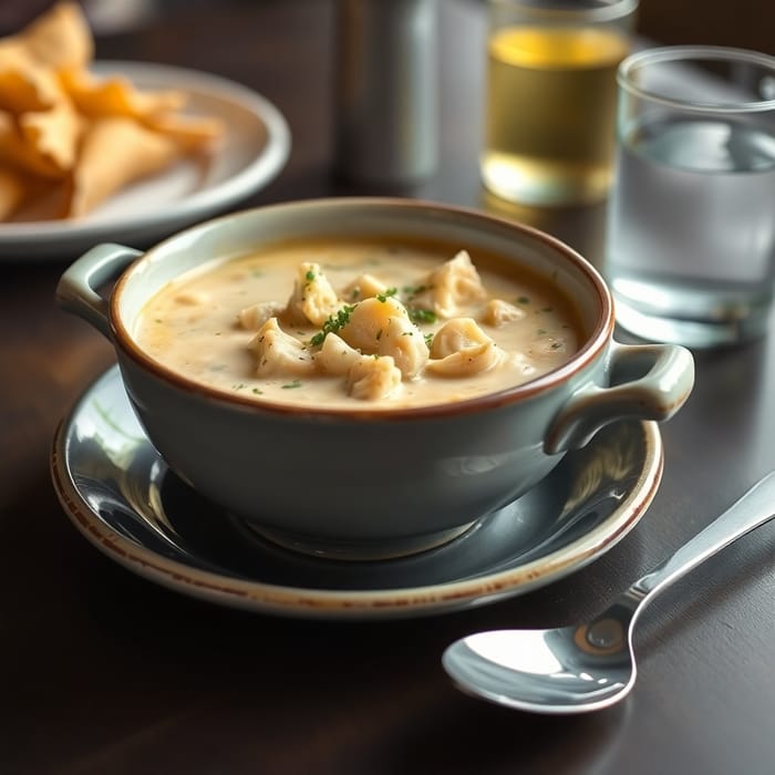 Delicious Clam Chowder in a Bowl on the Table