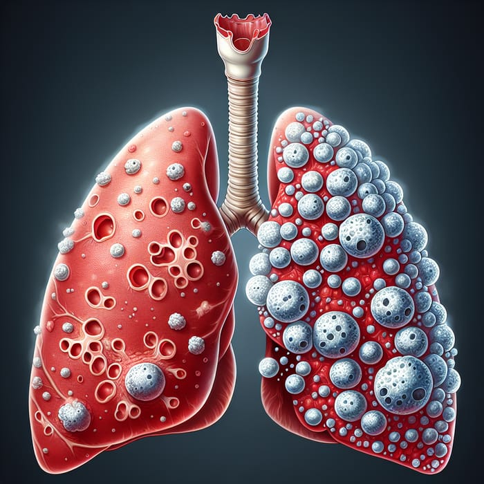 Tuberculosis Infection in Human Lung - An Illustration