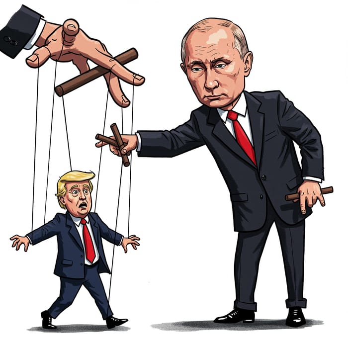 Putin Controls Trump: A Colorful Artwork