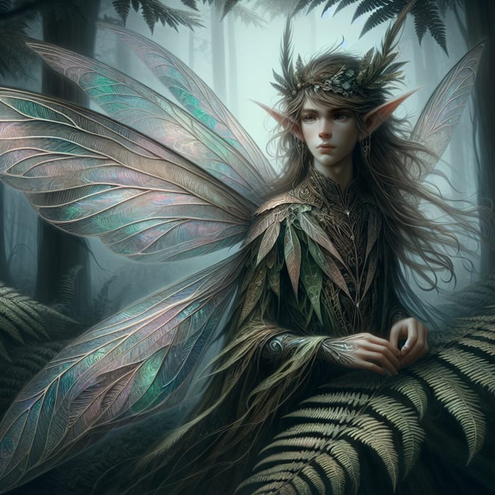 Enchanting Androgynous Fairy in Feathered Cloak