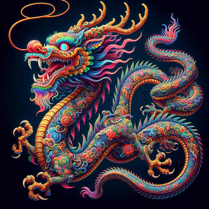 Majestic Chinese Dragon - Intricate Mythical Creature Art