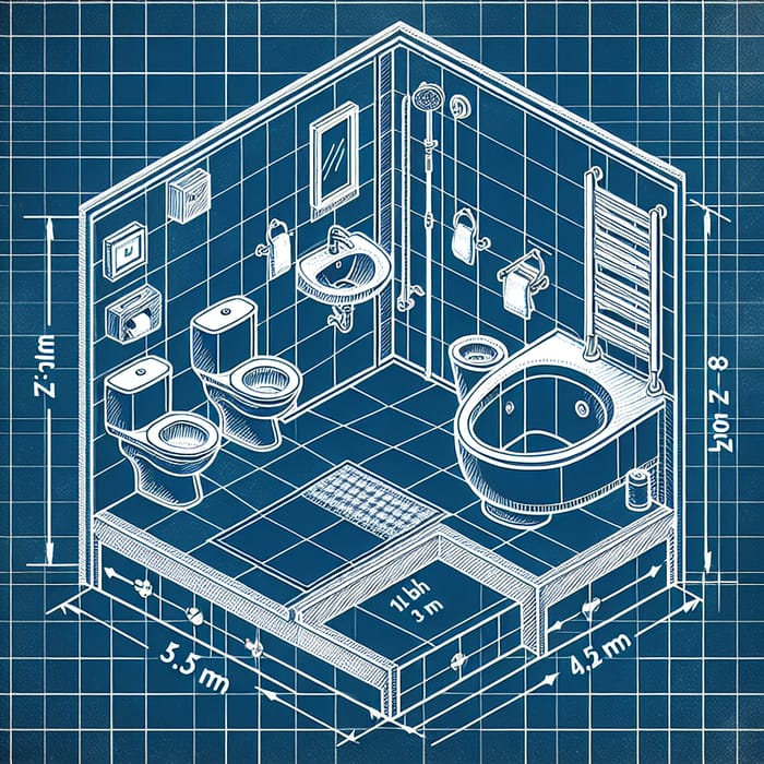 Toilet Room Blueprint 4.5x4.5 Meters Design