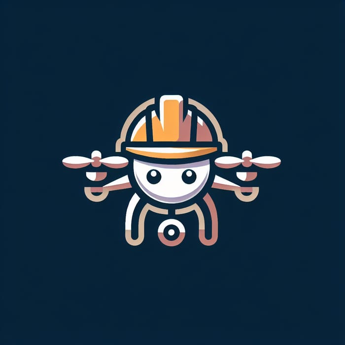 Cartoon Drone Logo Design with Construction Helmet