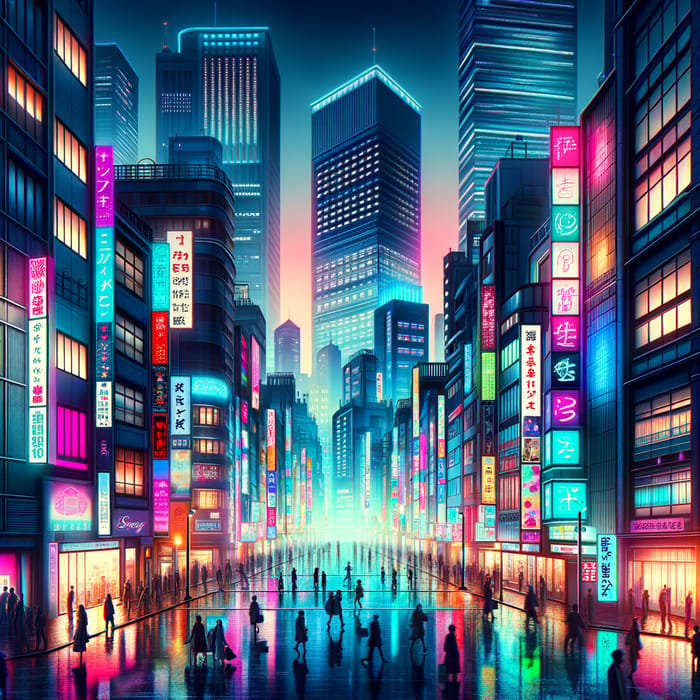 Neon Night Urban Cityscape