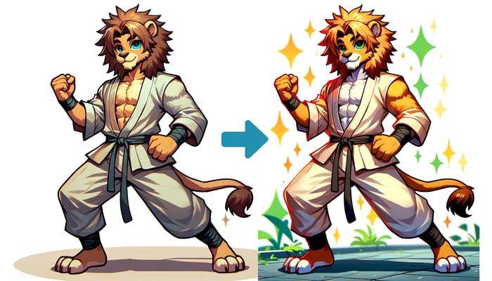 Charming Juvenile Lion: Martial Arts Master Showcase