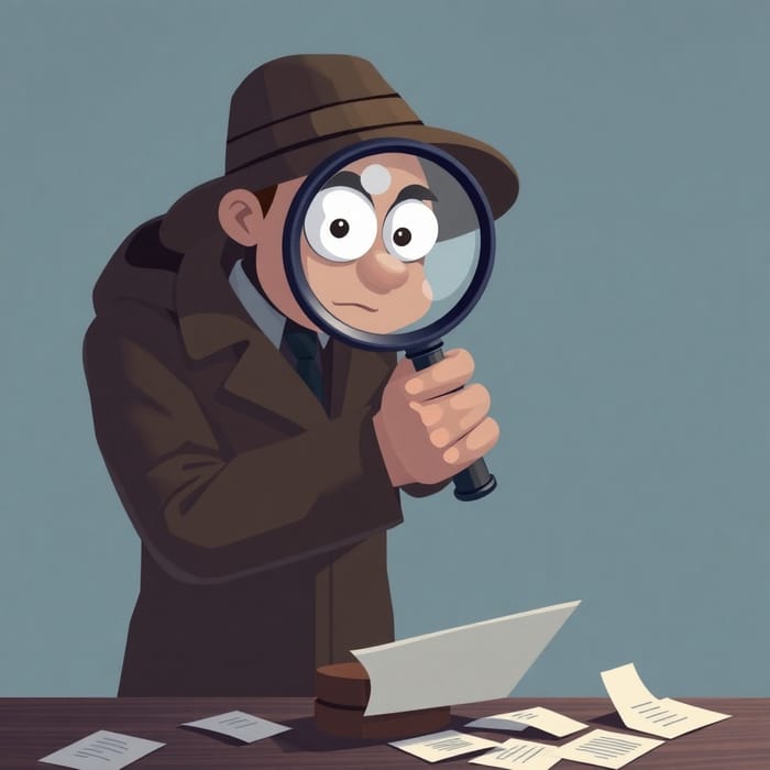 Expert Detective Examines Clues with Magnifying Glass