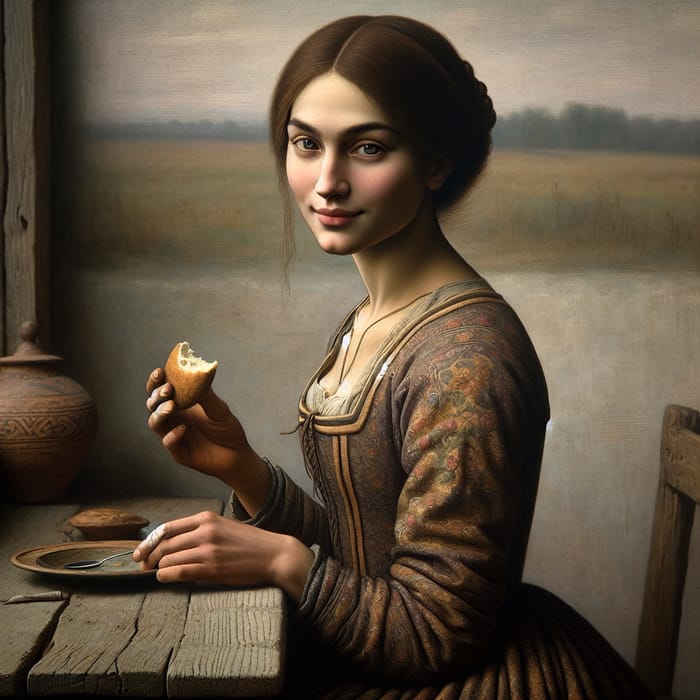 Enigmatic Smile: Mona Lisa with Uzbek Bread