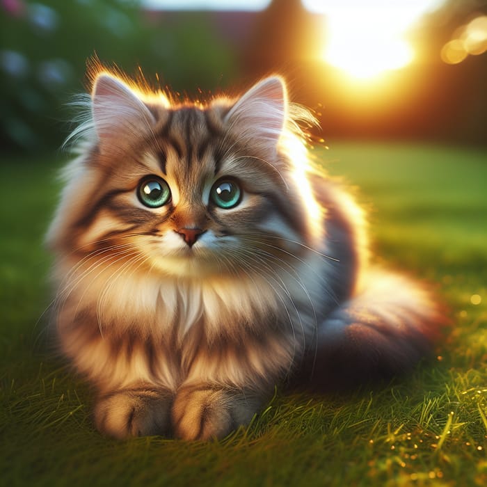 Majestic Brown Cat on Green Lawn | Un Gato