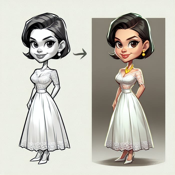 Exaggerated Caricature of Filipiniana Dress Character