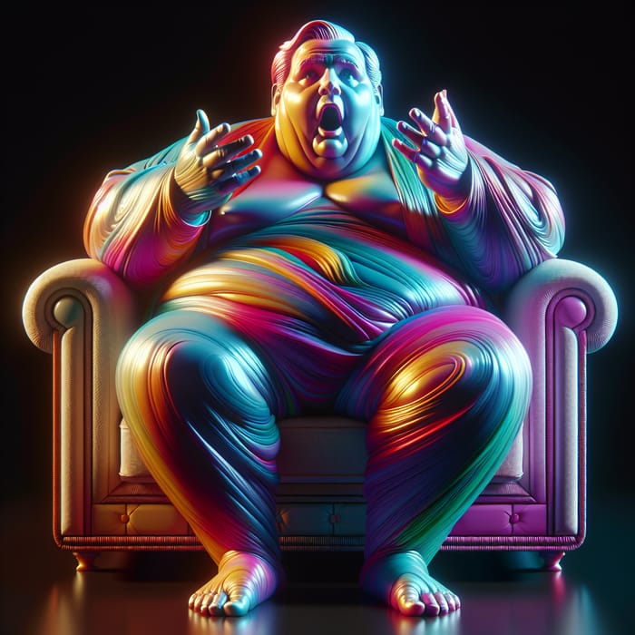 Vibrant 3D Render of Surprised Overweight Model