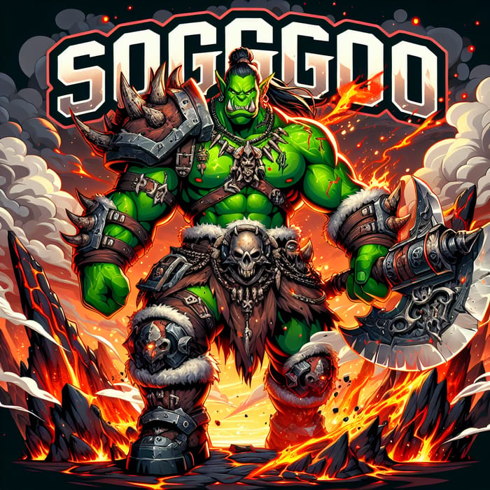 Epic Orc Warrior in Volcanic Anime Scene | Soggo Demon Slayer