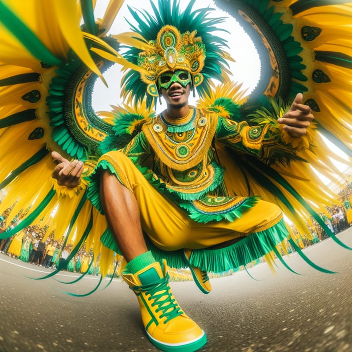 Energetic Yellow & Green Bacao Festival Attire - Joyous Celebration