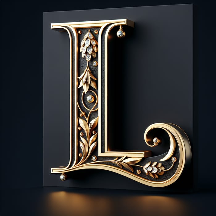 Luxury Gold and Black 'L' Artwork | Elegant Decorative Design