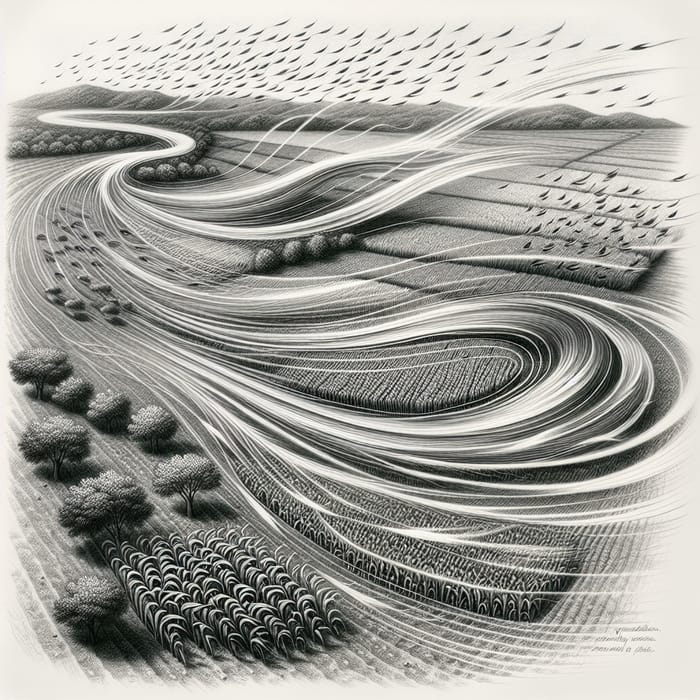 Wind Flow Over Agricultural Land Drawing Wind Flow Over Agricultural Land Drawing