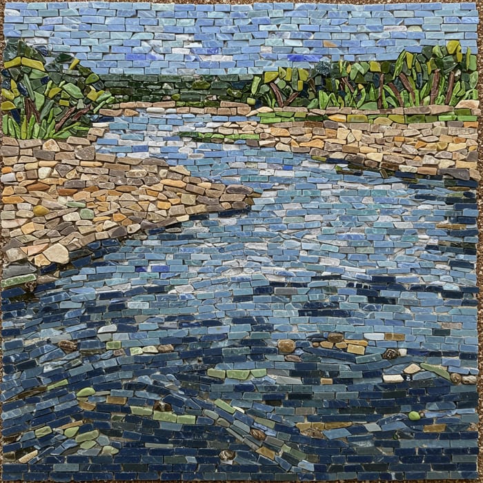 Simple Tile Mosaic of a River