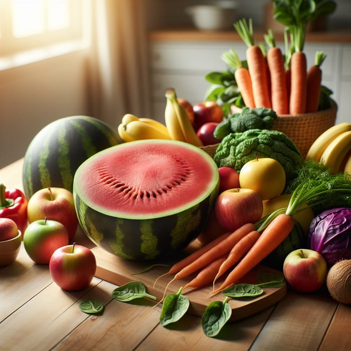 Vibrant Colors of Healthy Eating Showcase - Colorful Fruits & Vegetables